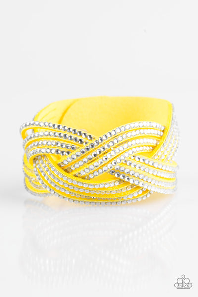 Big City Shimmer - Yellow Rhinestone Urban Bracelet - Paparazzi Accessories