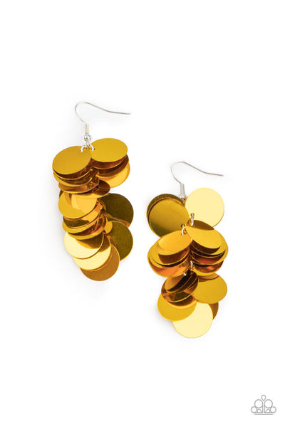 Now You SEQUIN It - Gold Earrings - Paparazzi Accessories