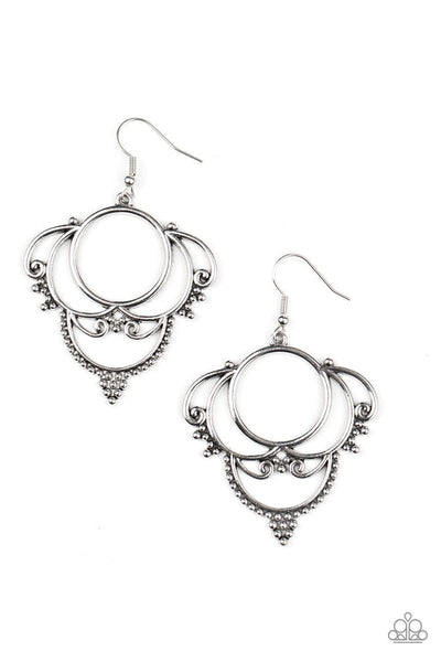 Metallic Macrame - Silver Earrings - Paparazzi Accessories