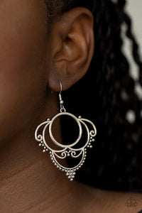 Metallic Macrame - Silver Earrings - Paparazzi Accessories