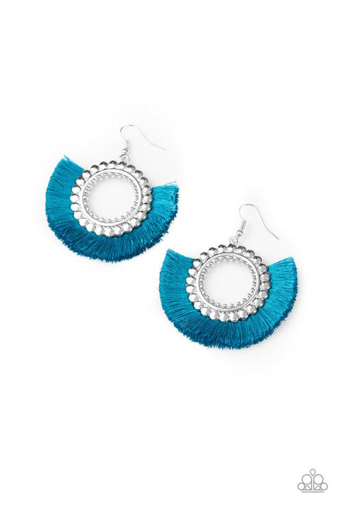 Fringe Fanatic - Blue Earrings - Paparazzi Accessories