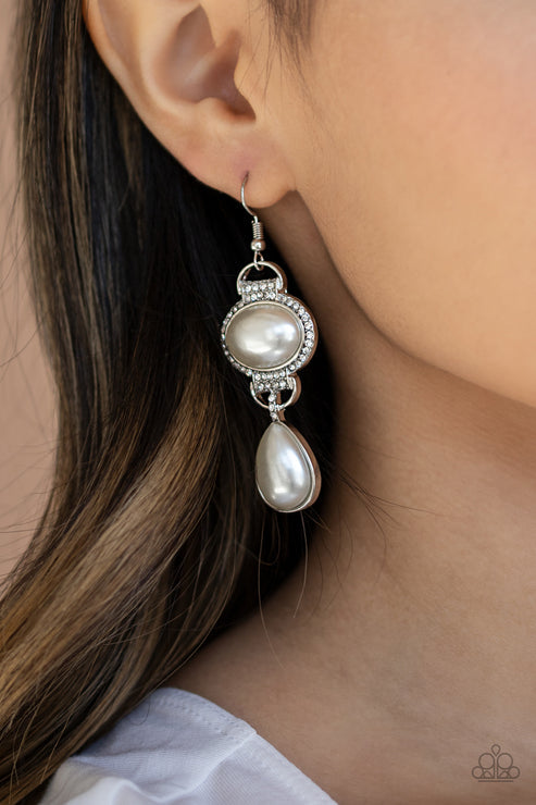 Icy Shimmer - White Earrings- Paparazzi Accessories