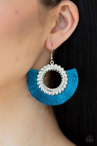 Fringe Fanatic - Blue Earrings - Paparazzi Accessories