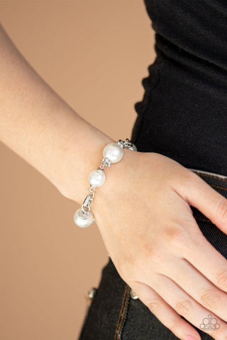 Boardroom Baller - White Bracelet - Paparazzi Accessories
