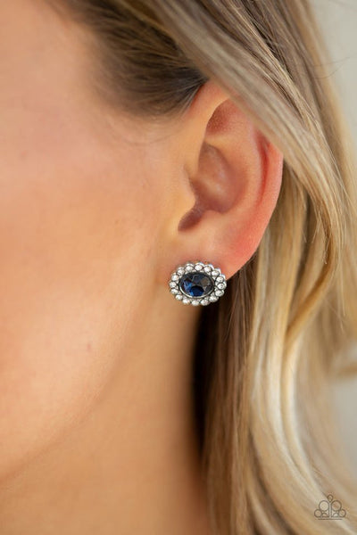 Floral Glow - Blue Post Earrings - Paparazzi Accessories