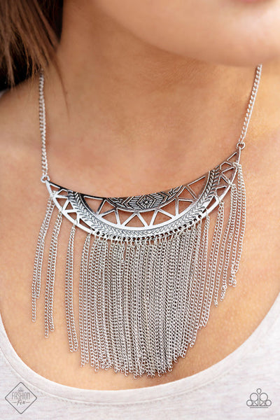 Empress Excursion -Silver Necklace - Paparazzi Accessories