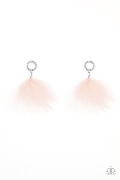 BOA Down - Pink Post Earrings - Paparazzi Accessories