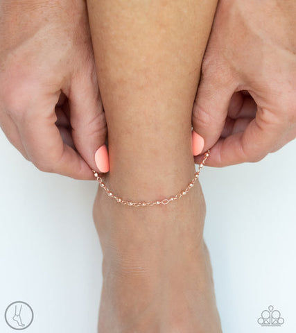 Shore Shimmer - Rose Gold Anklet - Paparazzi Accessories
