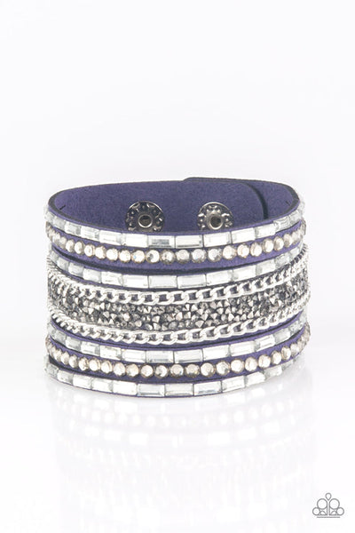 Rhinestone Rumble - Blue Rhinestone Wrap Bracelet - Paparazzi Accessories