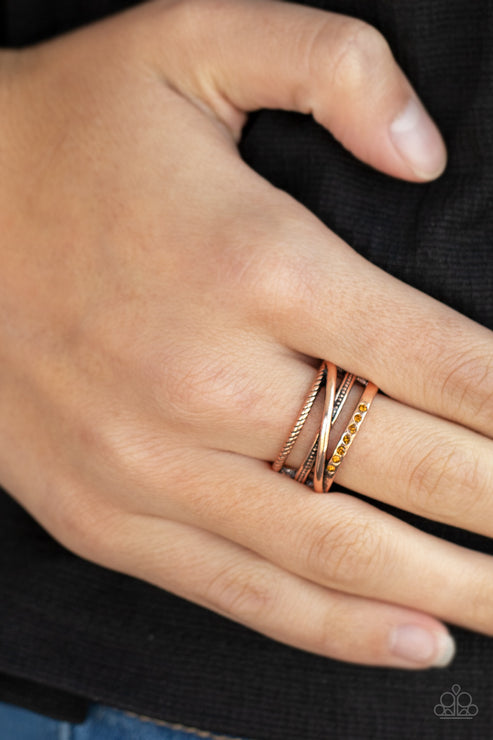 Stay In Your Lane - Copper Ring - Paparazzi Accessories