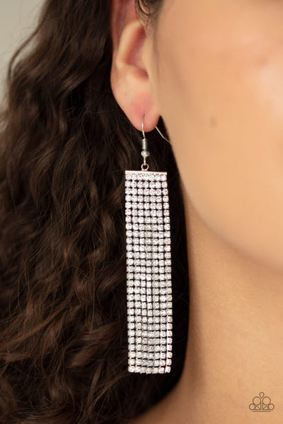 Top Down Shimmer - White Earrings - Paparazzi Accessories