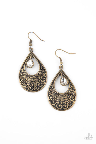 Garden Magic - Brass Earring - Paparazzi Accessories