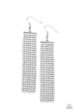 Top Down Shimmer - White Earrings - Paparazzi Accessories