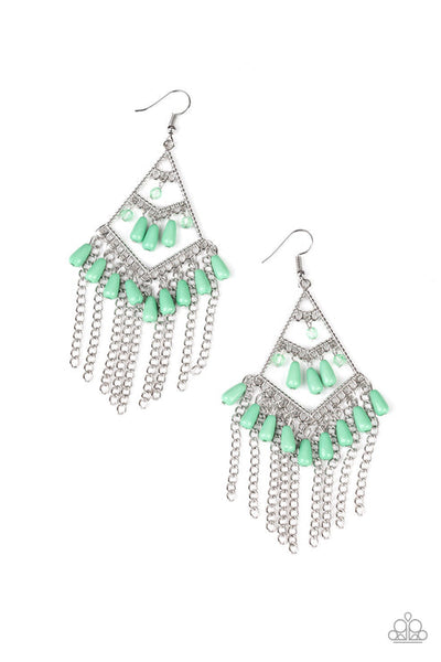 Trending Transcendence - Green Earrings - Paparazzi Accessories