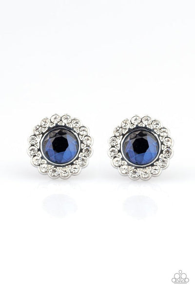 Floral Glow - Blue Post Earrings - Paparazzi Accessories