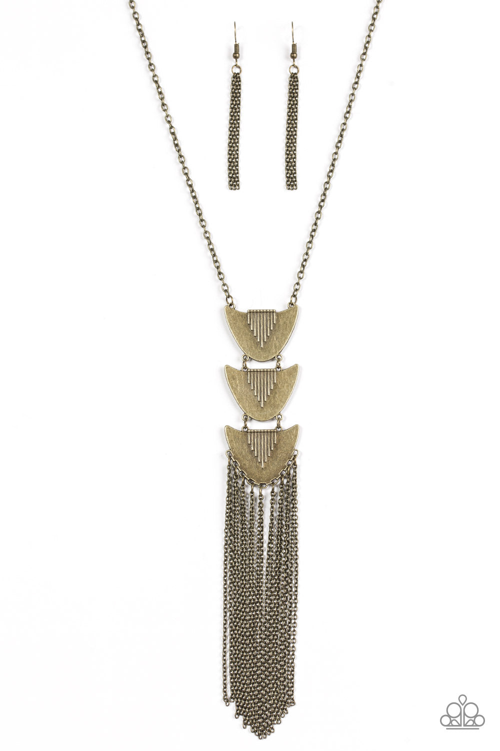 Paradise Prowess - Brass Tassel Necklace- Paparazzi Accessories