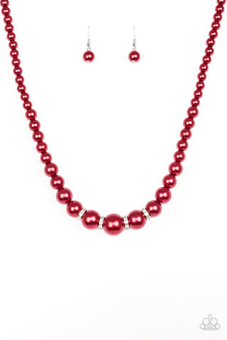 Party Pearls - Red Necklace - Paparazzi Accessories