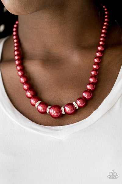 Party Pearls - Red Necklace - Paparazzi Accessories