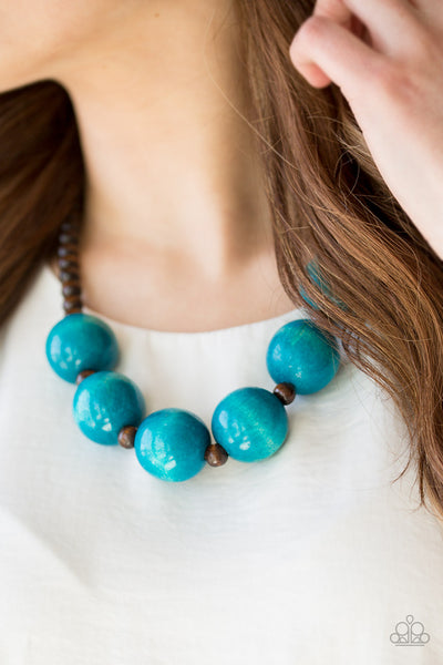 Oh My Miami - Blue Wood Necklace - Paparazzi Accessories