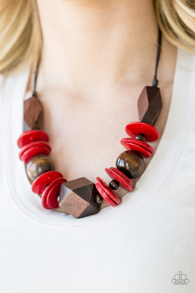 Pacific Paradise - Red Wood Necklace - Paparazzi Accessories