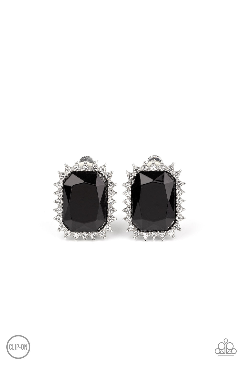 Insta Famous - Black Clip-On Earrings - Paparazzi Accessories