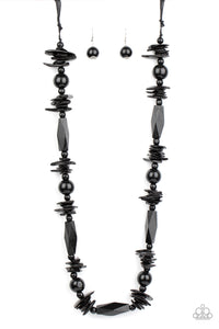 Cozumel Coast - Black Wood Necklace - Paparazzi Accessories
