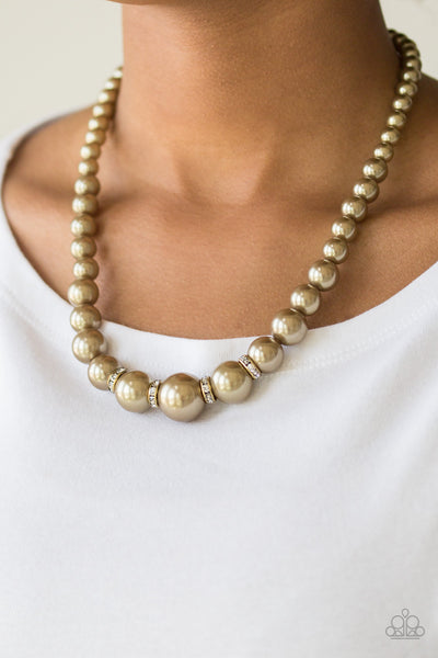 Party Pearls - Brass Necklace - Paparazzi Accessories