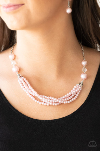 One-WOMAN Show - Pink Pearl Necklace - Paparazzi Accessories