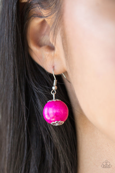 Cozumel Coast - Pink Wood Necklace - Paparazzi Accessories