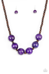 Paparazzi Oh My Miami Wooden Short Necklace - Purple
