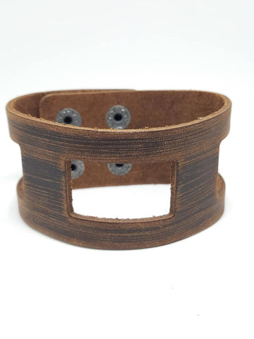 Geometric Cutout - Brown Leather Urban Bracelet - Paparazzi Accessories