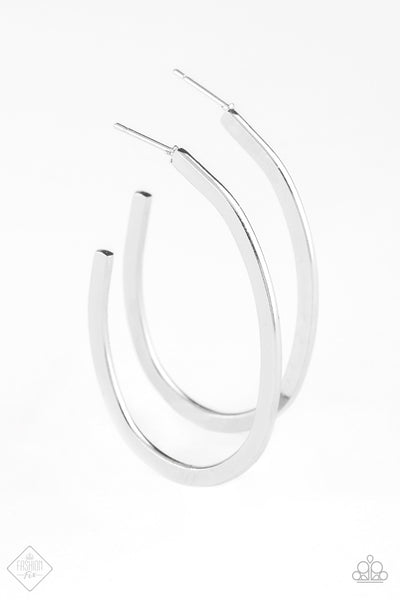 Above The Curve  - Silver Hoop Earrings - Paparazzi Accessories