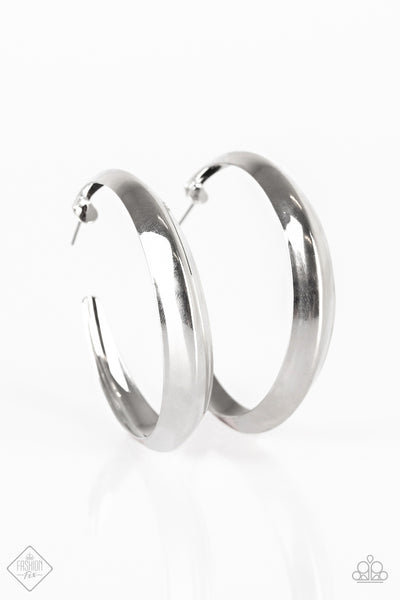 Let's Get Ready To Rumble - Silver Hoop Earrings -  Paparazzi Accessories