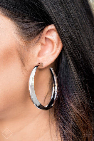Let's Get Ready To Rumble - Silver Hoop Earrings -  Paparazzi Accessories