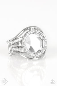 Stay For The Fireworks - White Rhinestone Ring - Paparazzi Accessories