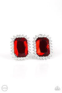 Downtown Dapper - Red Clip-On Earrings - Paparazzi Accessories