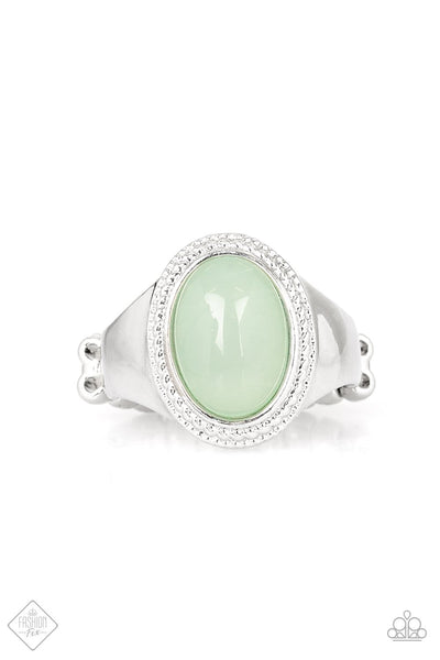 Mystically Malibu - Green Moonstone Ring - Paparazzi Accessories