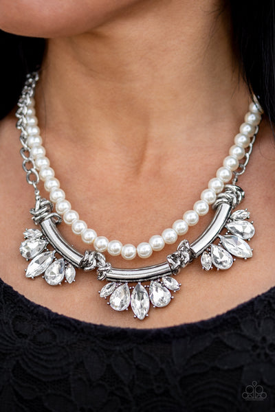 Paparazzi Bow Before The Queen Necklace-White