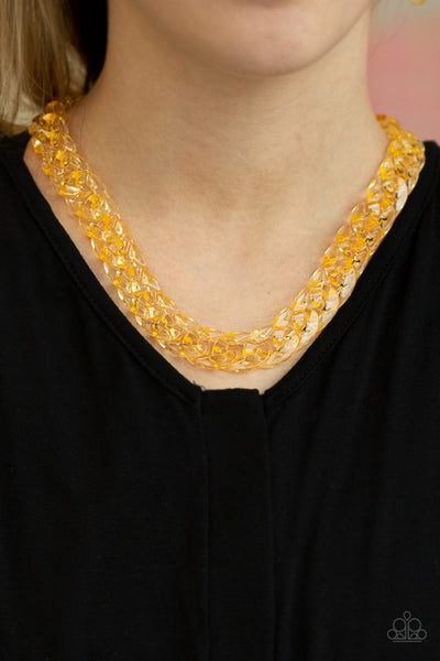 Put It On Ice - Gold Acrylic Necklace - Paparazzi Accessories