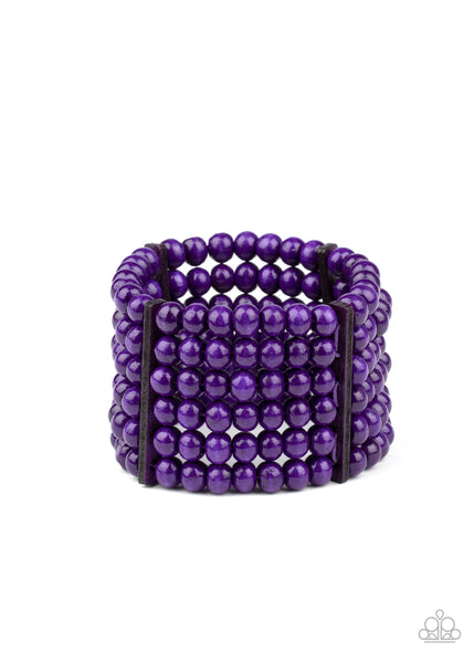 Diving in Maldives - Purple Wood Bracelet - Paparazzi Accessories