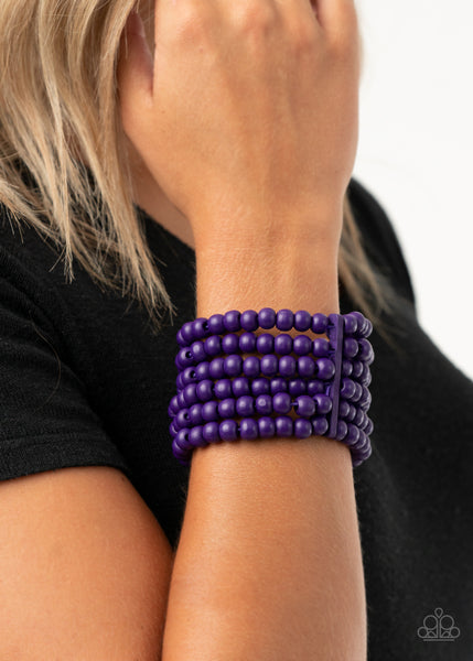 Diving in Maldives - Purple Wood Bracelet - Paparazzi Accessories