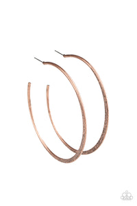 Flat Spin - Copper Hoop Earrings - Paparazzi Accessories