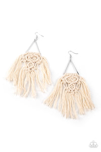 Modern Day Macrame - White Earrings - Paparazzi Accessories