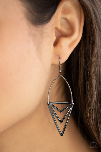 Proceed With Caution - Black Earrings - Paparazzi Accessories