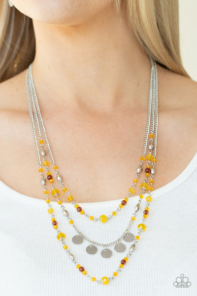 Step Out of My Aura - Yellow Necklace - Paparazzi Accessories