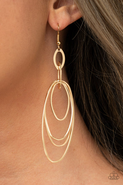 OVAL The Moon - Gold Earrings - Paparazzi Accessories