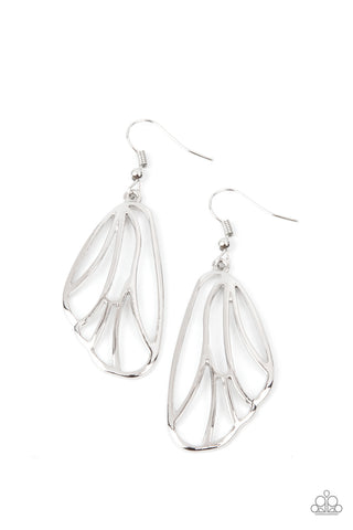 Turn Into A Butterfly - Silver Earrings - Paparazzi Accessories