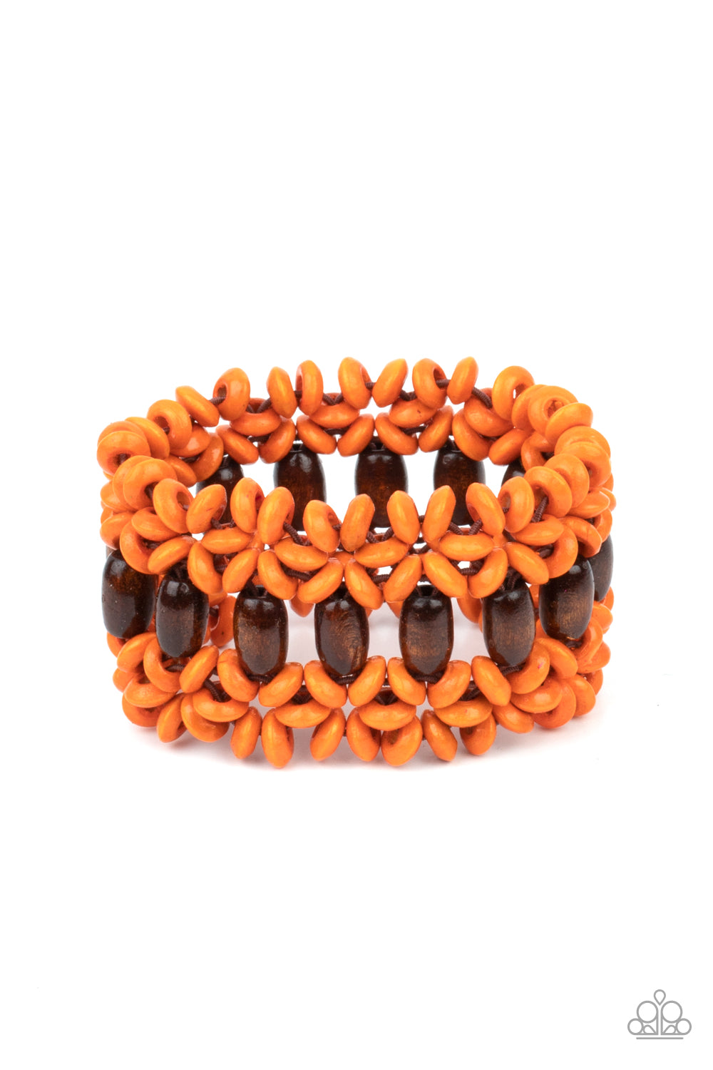 Bali Beach Retreat - Orange Wood Bracelet - Paparazzi Accessories