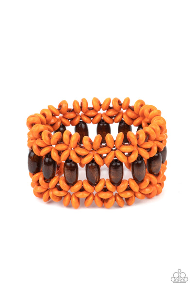 Bali Beach Retreat - Orange Wood Bracelet - Paparazzi Accessories