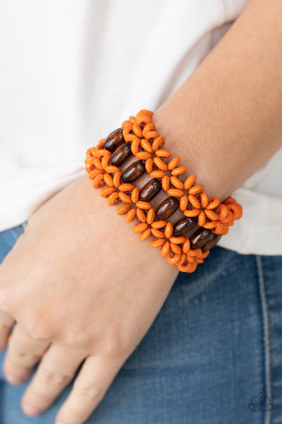 Bali Beach Retreat - Orange Wood Bracelet - Paparazzi Accessories